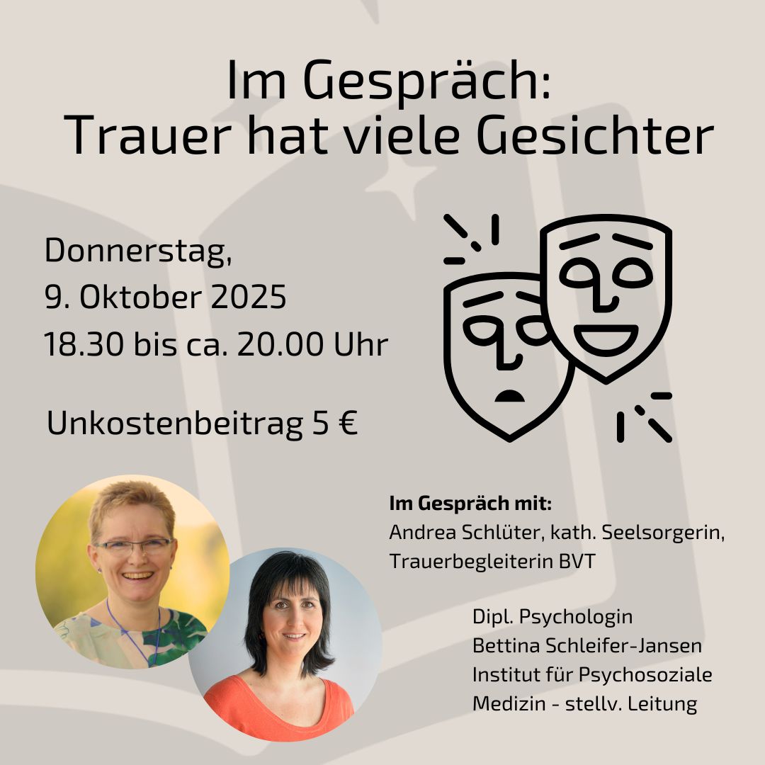 Plakat für eine Vortrag zum Thema Trauer hat viele Gesichter