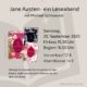 Plakat für einen Leseabend zu Jane Austen mit Michael Schikowski, live in Mülheim an der Ruhr