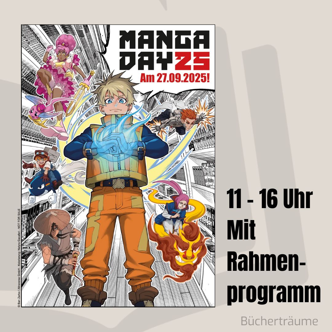 Plakat für den MANGA DAY 2025, live in den Bücherträumen in Mülheim