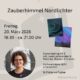 Plakat für den Workshop "Zauberhimmel Nordlichter" mit Laura aus dem Siepen von der Kreativagentur Farbtier in den Bücherträumen in Mülheim an der Ruhr, bei dem die bekannten Nordlichter mit Acryl nachgemalt werden.