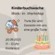 Plakat für den Kinderworkshop in den Bücherträumen in Mülheim zum Buch "So weit oben" von Susanne Straßer, bei dem die Kinder eine Torte basteln.