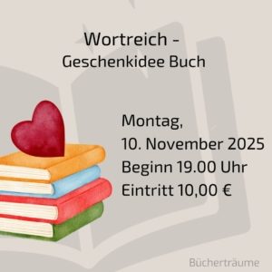Plakat für einen Buchempfehlungsabend in den Bücherträumen in Mülheim an der Ruhr