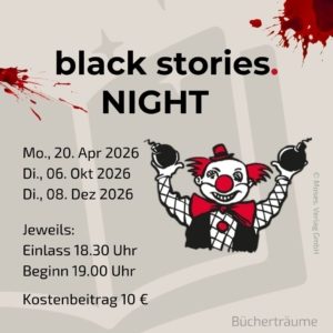 Plakat für einen Spieleabend zum Thema black stories in Mülheim an der Ruhr im Ruhrgebiet
