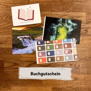 Beispielbild für nachhaltige Gutscheinhüllen und einen Gutschein, die in den Bücherträumen in Mülheim an der Ruhr erworben werden können