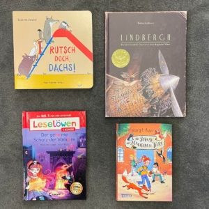 Eine Auswahl an Kinderbüchern: Pappbilderbuch, Bilderbuch, Erstlesebuch und Kinderbuch