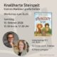 Plakat für einen Kinderworkshop zum Buch "Knallharte Steinzeit" in den Bücherträumen in Mülheim an der Ruhr