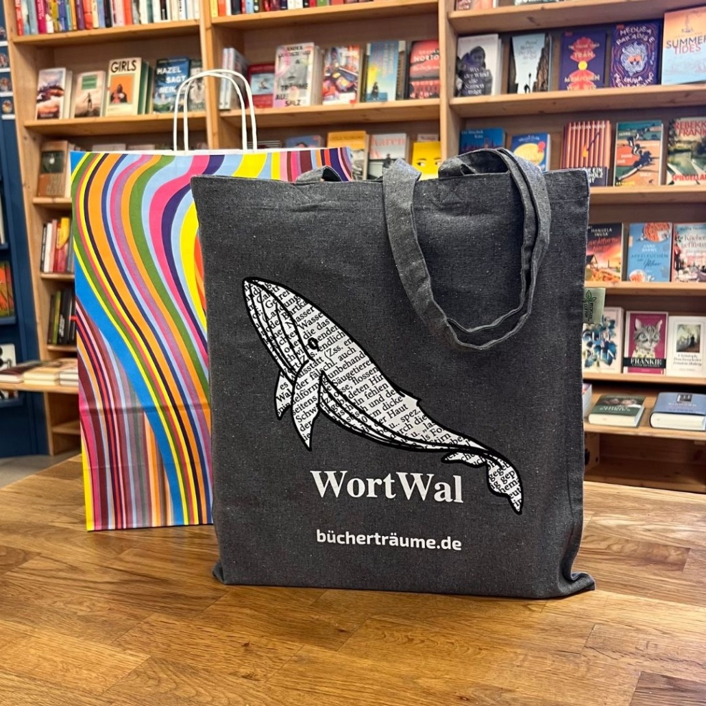 Beispielbild mit einer Lesetüte, die als Geschenkidee primär für Erwachsene dient und in der Buchhandlung Bücherträume in Mülheim an der Ruhr gekauft werden kann