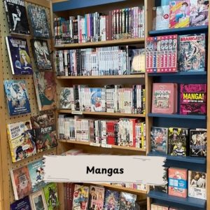 Ein Bild der Mangaabteilung in den Bücherträumen in Mülheim an der Ruhr, wo eine Vielzahl an Mangas gekauft werden kann